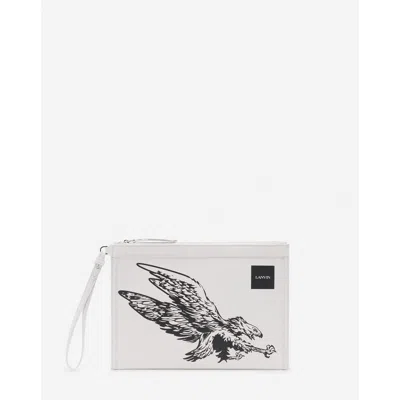 LANVIN LANVIN WHITE LEATHER MEN POUCH MEN'S WALLET