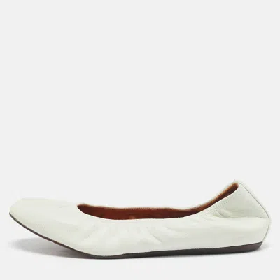 Lanvin White Leather Scrunch Ballet Flats