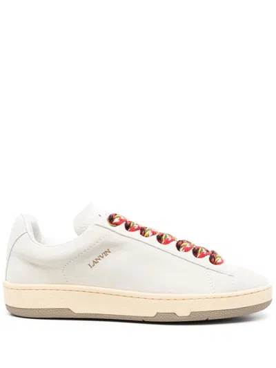 Lanvin White Lite Curb Multicolored Laces Leather Sneakers