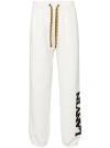 LANVIN WHITE LOGO-EMBROIDERED COTTON TRACK PANTS