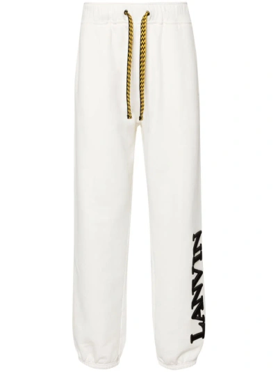 Lanvin Logo-embroidered Cotton Track Trousers In White