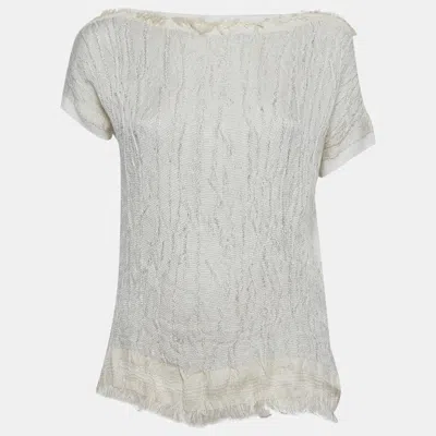 Lanvin White Lurex Knit Short Sleeves Top