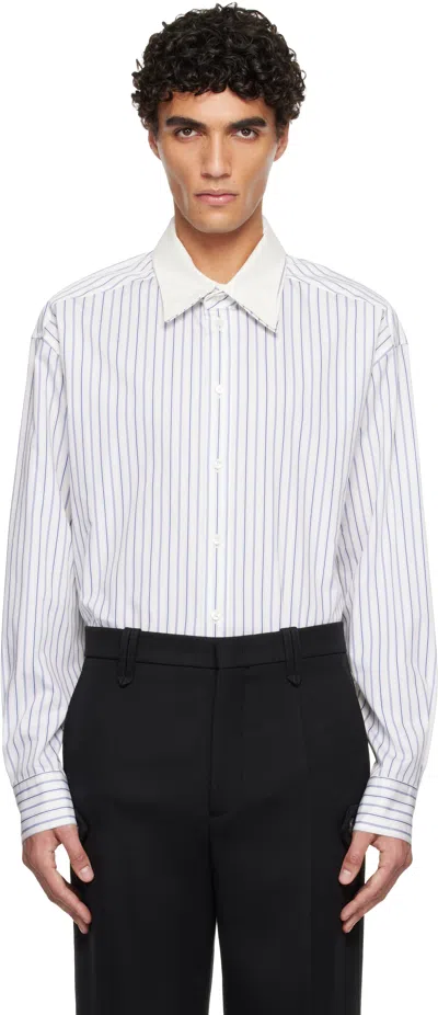 Lanvin White Oversized Striped Cotton Poplin Shirt