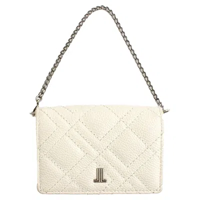 Lanvin White Quilted Stitch Chain Card Holder In Purple