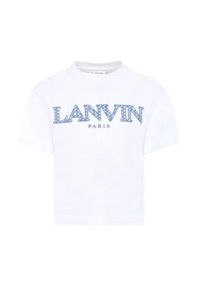 Lanvin Kids' White T-shirt For Boy With Logo In Multicolour