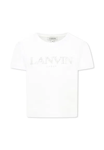 Lanvin Kids' White T-shirt For Girl With Logo