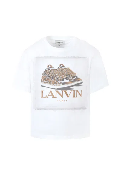 Lanvin Kids' White T-shirt For Girl With Logo