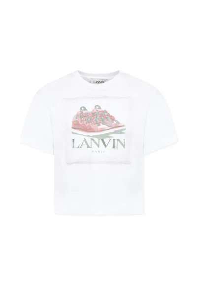Lanvin Kids' White T-shirt For Girl With Sneakers Print