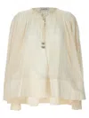 Lanvin Pleated Tie Detail Loose Fit Shirt In White
