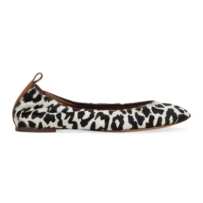Lanvin White/black Ballerine Avec Poney Leopard Flats In Multi