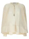 Lanvin Pleated Tie Detail Loose Fit Shirt In Neutral