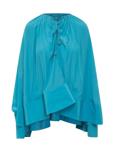 Lanvin Pleated Blouse In Blue