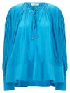 Lanvin Flowing Pleated Blouse Tie Neck In Blue