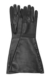 Lanvin Wide Button Leather Gloves In Black