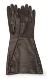 Lanvin Wide Button Leather Gloves In Brown
