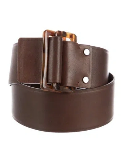 Pre-owned Lanvin Wide Leather Belt In Brown
