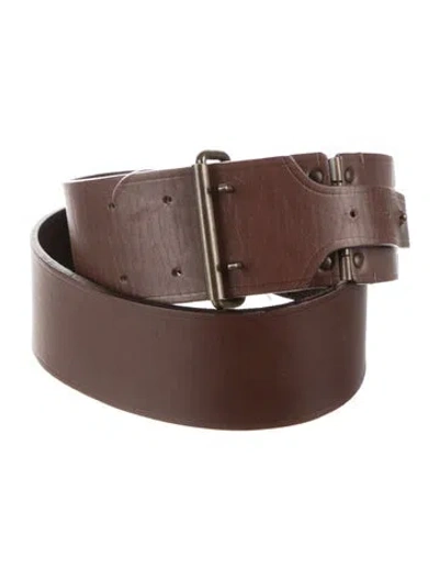 Pre-owned Lanvin Wide Leather Belt In Brown