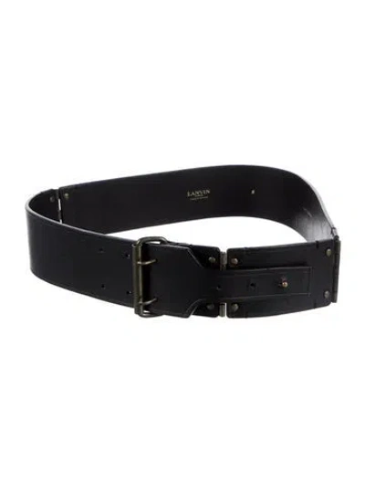 Pre-owned Lanvin Wide Leather Buckle In Black