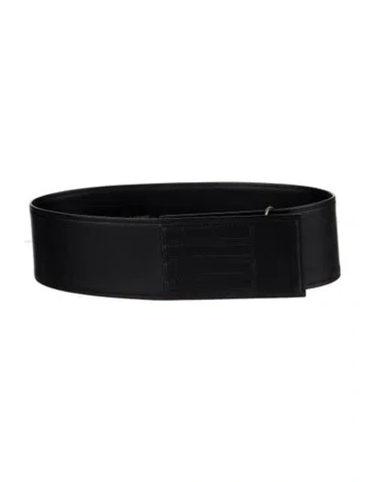 Pre-owned Lanvin Wide Leather Waist Belt In Black
