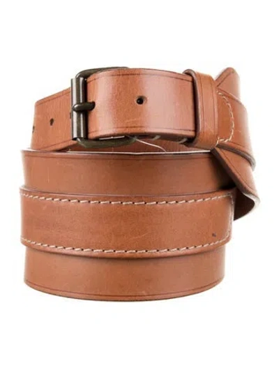 Pre-owned Lanvin Wide Leather Waist Belt In Brown