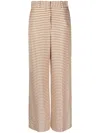 Lanvin High-waisted Wide Leg Check Trousers In Orange