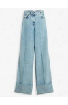 Lanvin Blue Wide-leg Cuffed Jeans In Light Blue