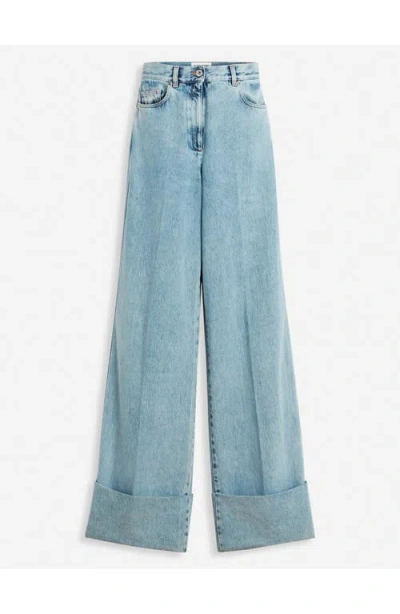 Lanvin Wide-leg Cuffed Denim Pants In Blue