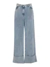 Lanvin Blue Wide-leg Cuffed Jeans In Azul
