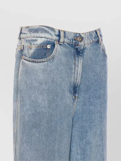 LANVIN WIDE-LEG DENIM PANTS WITH CUFFS AND POCKETS