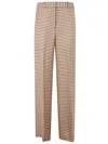 Lanvin High-waisted Wide Leg Check Trousers In Brown