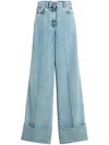 Lanvin Blue Wide-leg Cuffed Jeans In Blue