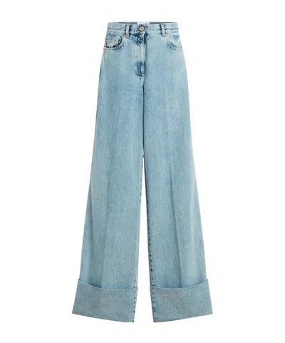 LANVIN LANVIN WIDE-LEG CUFFED DENIM JEANS