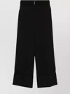 Lanvin Wide Leg Trousers With Cuffed Hem In Black