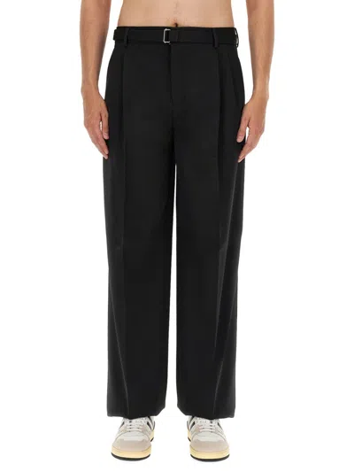 Lanvin Wide Leg Wool Pants For Men In Green