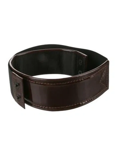 Pre-owned Lanvin Wide Patent Leather Waist Belt In Brown