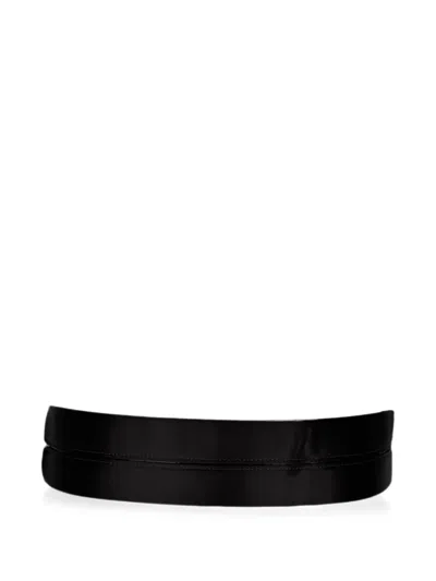 Pre-owned Lanvin Wide Satin Belt In Black