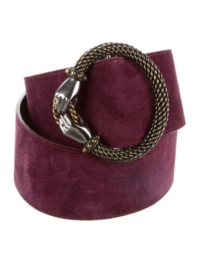 Pre-owned Lanvin Wide Suede Waist Belt In Purple