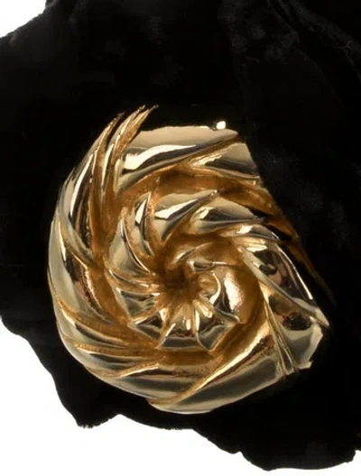 Pre-owned Lanvin Wide Velvet Waist Belt In Black