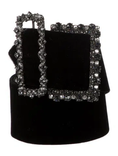 Pre-owned Lanvin Wide Velvet Waist Belt In Black