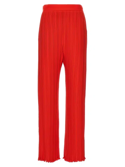 Lanvin Wide-leg Pleated Trousers With Side Zip Closure In Red