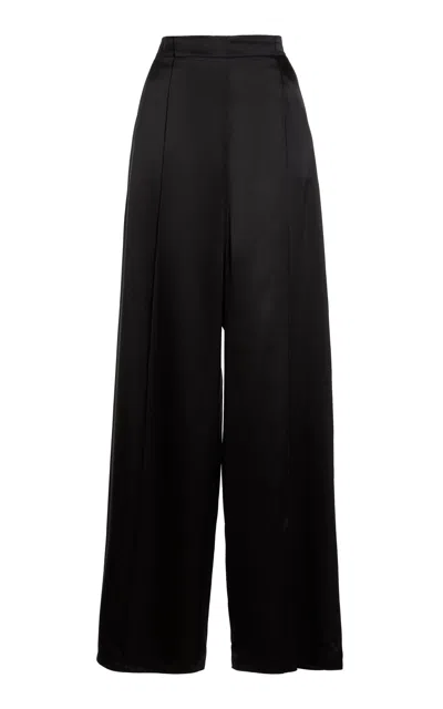 Lanvin Wide-leg Silk Trousers In Black