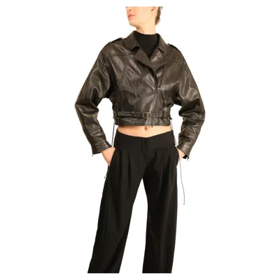 Pre-owned Lanvin Winter 2016 Black Leather Belted Oversized Slouched Leather Jacket Coat