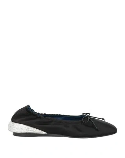 Lanvin Woman Ballet Flats Black Size 6 Viscose, Silk