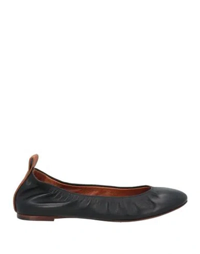LANVIN LANVIN WOMAN BALLET FLATS BLACK SIZE 7 LEATHER