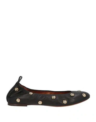 Lanvin Woman Ballet Flats Black Size 9 Lambskin, Calfskin In Multi