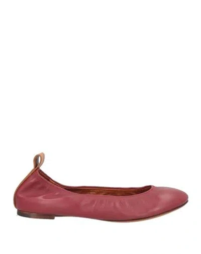 LANVIN LANVIN WOMAN BALLET FLATS BRICK SIZE 6 LEATHER