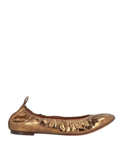 Lanvin Woman Ballet Flats Bronze Size 8 Calfskin