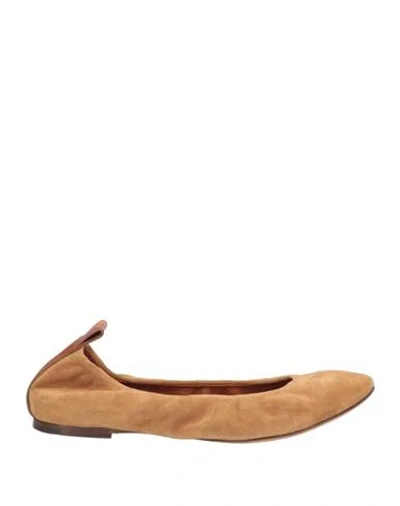 Lanvin Woman Ballet Flats Camel Size 7 Leather In Brown