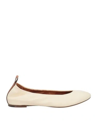 LANVIN LANVIN WOMAN BALLET FLATS CREAM SIZE 7 LEATHER