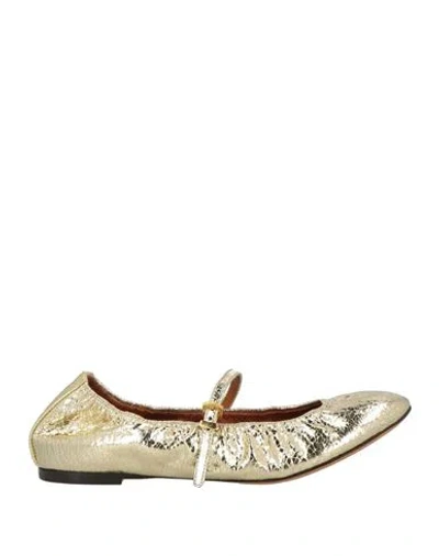 Lanvin Woman Ballet Flats Gold Size 8 Calfskin